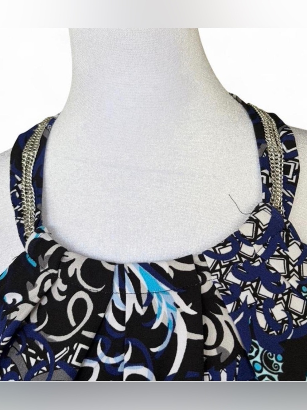 White House Black Market Navy Black Floral-Print Halter Camisole - Picture 2 of 8